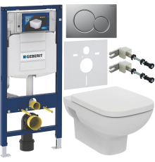 Комплект Унитаз подвесной Ideal Standard I.life A T471701 + Крышка T453101 белая + Инсталляция Geberit Duofix UP 320 111.300.00.5 + Кнопка Sigma 01 115.770.JQ.5 лакированная, матовый хром + Крепления 111.815.00.1 к стене + Шумоизоляция 156.050.00.1