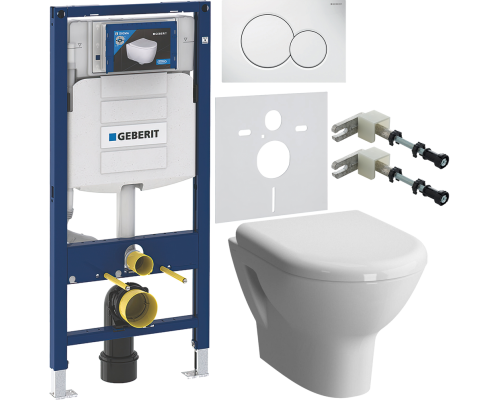 Комплект Унитаз подвесной VitrA Zentrum 55795B003-0075 + Крышка 94-003-009 с микролифтом, петли хром + Инсталляция Geberit Duofix UP 320 111.300.00.5 + Кнопка Sigma 01 115.770.11.5 белая + Крепления 111.815.00.1 к стене + Шумоизоляция 156.050.00.1