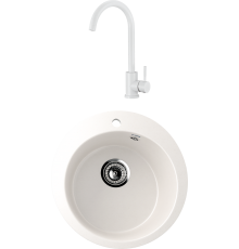 Комплект Мойка кухонная Ulgran U-405 -331 белая + Смеситель Olive'S Balear 13435-1BLW белый