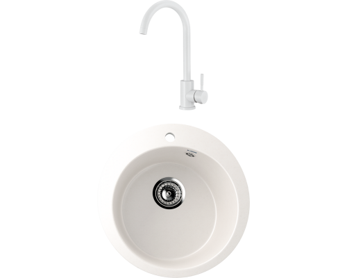Комплект Мойка кухонная Ulgran U-405 -331 белая + Смеситель Olive'S Balear 13435-1BLW белый