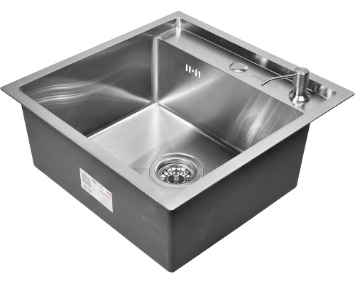 Мойка кухонная Wisent 5050 с дозатором, сатин