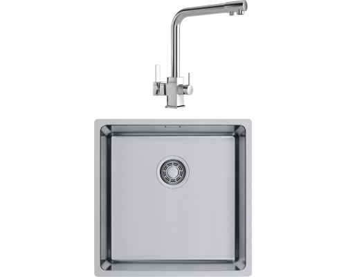 Комплект Мойка кухонная Omoikiri TADZAVA 44-U/I-IN ULTRA 15 нержавеющая сталь + Смеситель MEGA Life MG-TK06 хром