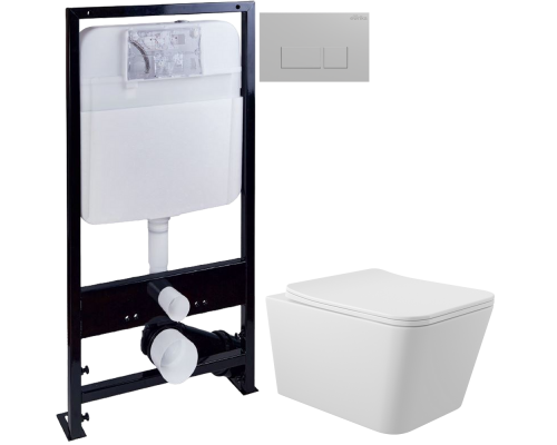 Комплект Унитаз подвесной Aqueduto Macio MAC0120 безободковый, с микролифтом, белый матовый + Инсталляция EWRIKA ProLT 0026-2020 + Кнопка 0040 хром матовый Комплект Унитаз подвесной Aqueduto Macio MAC0120 безободковый, с микролифтом, белый матовый + Инсталляция EWRIKA ProLT 0026-2020 + Кнопка 0040 хром матовый
