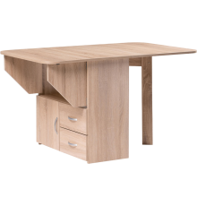 Стол-книжка Woodville 130x80 см, с дверкой и ящиками, дуб сонома