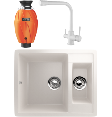 Комплект Мойка кухонная Ulgran U-106 -331 белая + Смеситель Kaiser Merkur 26044-10 белый + Измельчитель Omoikiri Nagare 1000