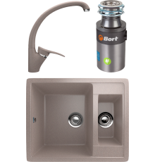 Комплект Мойка кухонная Ulgran U-106 -302 песочная + Смеситель U-001 -302 песочный + Измельчитель Bort Titan 4000 Plus