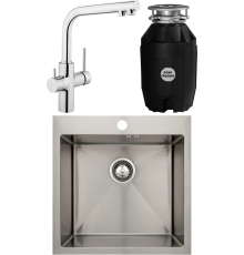 Комплект Мойка кухонная Seaman Eco Marino SMB-5151S + Смеситель VitrA Split A42144EXP + Измельчитель Bone Crusher BC 810-AS