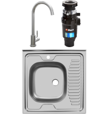 Комплект Мойка кухонная Ukinox Стандарт STD600.600 ---5C 0LS + Смеситель Domaci Равенна OL-04Ss + Измельчитель Bort Master Eco 91275752