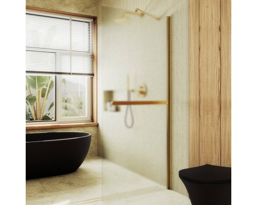 Душевая перегородка Maybahglass MGD-737-3ш 89 см, профиль золото, стекло сатин