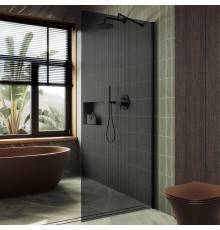 Душевая перегородка Maybahglass MGD-705-6ш 69 см, профиль черный, стекло графит