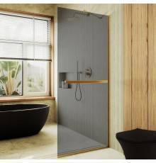 Душевая перегородка Maybahglass MGD-723-3у 69 см, профиль золото, стекло графит
