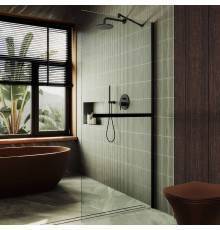 Душевая перегородка Maybahglass MGD-720-6ш 69 см, профиль черный, стекло прозрачное