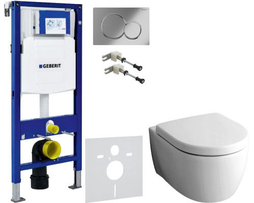 Комплект Унитаз подвесной Geberit iCon 204060000 + Крышка 574130000 + Крепления Duofix 111.815.00.1 к стене + Шумоизоляция 156.050.00.1 + Инсталляция UP 320 111.300.00.5 + Кнопка Sigma 01 115.770.21.5 хром