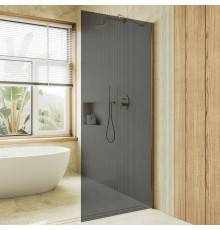 Душевая перегородка Maybahglass MGD-698-3ш 79 см, профиль золото, стекло графит