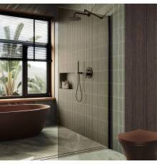Душевая перегородка Maybahglass MGD-696-6ш 79 см, профиль черный, стекло бронза