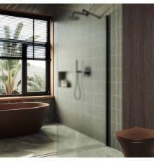 Душевая перегородка Maybahglass MGD-690-6ш 89 см, профиль черный, стекло сатин