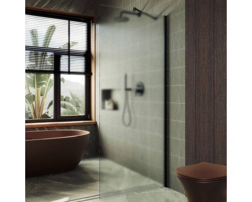Душевая перегородка Maybahglass MGD-690-6ш 89 см, профиль черный, стекло сатин