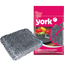 Губка для посуды York 032020 для тефлона в металлизированной оплётке, 1 шт.