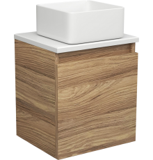 Тумба с раковиной Bauedge Dream Blackwood 35 подвесная, белая, дуб, 1 ящик, раковина Hotel Mini BH1003