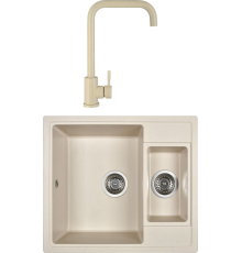 Комплект Мойка кухонная Wisent MWQ580-30 крем + Смеситель W4998-4-30 крем