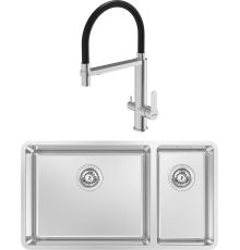 Комплект Мойка кухонная Kantera Lucia LUR221/L diamond + Смеситель Crystal 44731 brush