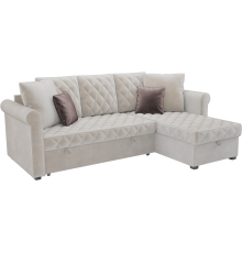 Угловой диван Mebel-Ars Берлин бархат бежевый star velvet 6 light beige, декоративные подушки темно-коричневые
