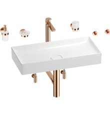 Комплект Wellsee Pure BY Wellsee 201006494 белый глянцевый, розовое золото, 9 в 1