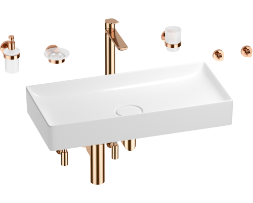 Комплект Wellsee Pure BY Wellsee 201006534 белый глянцевый, розовое золото, 9 в 1
