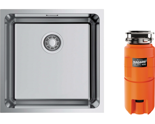 Комплект Мойка кухонная Omoikiri TADZAVA 44-U-IN Quadro нержавеющая сталь + Измельчитель Nagare slim 500