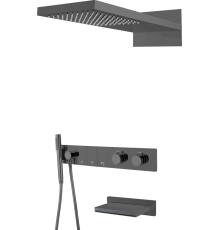 Душевой комплект Boheme Zodiac 133-2-SGM термостат, С ВНУТРЕННЕЙ ЧАСТЬЮ, shine gun metal