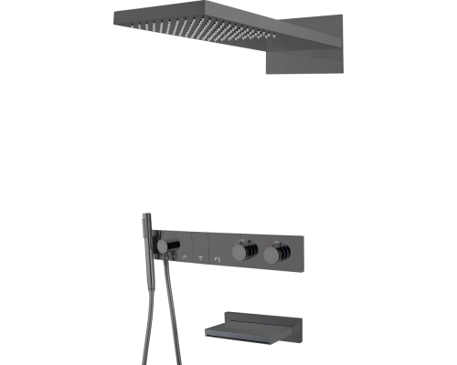 Душевой комплект Boheme Zodiac 133-2-SGM термостат, С ВНУТРЕННЕЙ ЧАСТЬЮ, shine gun metal