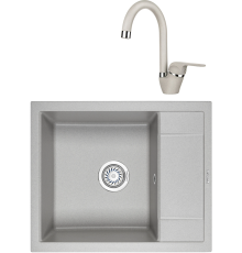 Комплект Мойка кухонная KRONA Flugel WR600-500 1 60х50 см, gray + Смеситель Wasser H270 1 gray