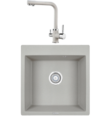Комплект Мойка кухонная KRONA Quadrat W510-520 1 51х50 см, gray + Смеситель Brunnen H315 1 gray