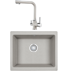 Комплект Мойка кухонная KRONA Quadrat W550-460 1 55х46 см, gray + Смеситель Brunnen H315 1 gray