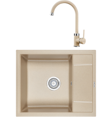 Комплект Мойка кухонная KRONA Flugel WR600-500 1 60х50 см, sand + Смеситель Wasser H265 1 sand