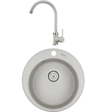 Комплект Мойка кухонная KRONA Runde D475 1 47,5 см, gray + Смеситель Wasser H265 1 gray
