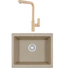 Комплект Мойка кухонная KRONA Quadrat W550-460 1 55х46 см, sand + Смеситель Wasser H300 1 sand