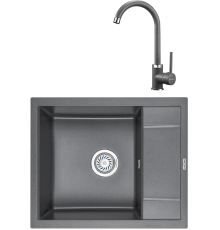 Комплект Мойка кухонная KRONA Flugel WR600-500 1 60х50 см, graphite + Смеситель Wasser H265 1 graphite