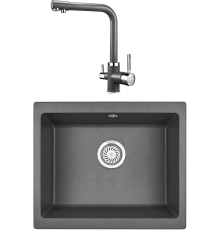 Комплект Мойка кухонная KRONA Quadrat W550-460 1 55х46 см, graphite + Смеситель Brunnen H315 1 graphite