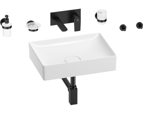 Комплект Wellsee Pure BY Wellsee 201006382 С ВНУТРЕННЕЙ ЧАСТЬЮ, глянцевый белый, матовый черный, 8 в 1
