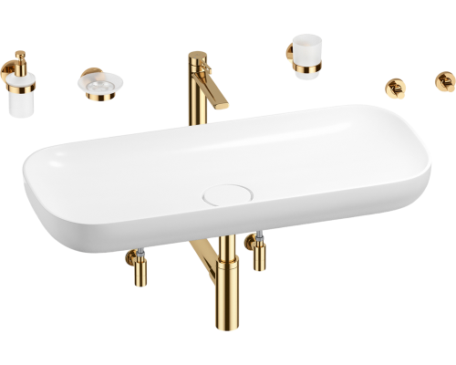 Комплект Wellsee Croquis 201005793 глянцевый белый, золото, 9 в 1