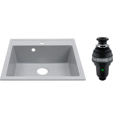 Комплект Мойка кухонная Alcora Сати 5691S-13 серая, с сифоном + Измельчитель Bone Crusher BC 1000-AS