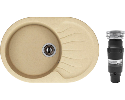 Комплект Мойка кухонная Dr. Gans Berta 760 латте + Измельчитель Bone Crusher BC 910-SL-Slim Line