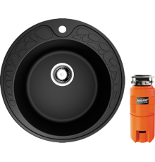 Комплект Мойка кухонная Omoikiri Tovada 51-BL черная + Измельчитель Nagare slim 1250