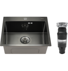 Комплект Мойка кухонная Melana D5343HB графит + Измельчитель Bone Crusher BC 910-SL-Slim Line