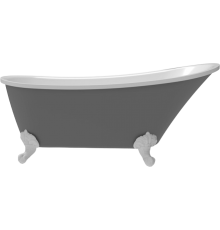 Акриловая ванна Teymi Iva T130122 160x70 см, отдельностоящая, овальная, с ножками, со сливом-переливом, с донным клапаном, серая, матовая