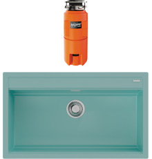 Комплект Мойка кухонная Omoikiri Kitagawa 86-LB-AZ azur blue + Измельчитель Nagare slim 500