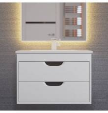 Тумба с раковиной Uperwood Modul 65 подвесная, 2 ящика, матовая белая, графит