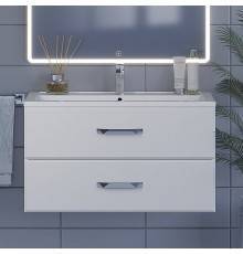 Тумба с раковиной Uperwood Foster 90 подвесная, 2 ящика, матовая белая