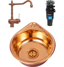 Комплект Мойка кухонная Seaman Eco Wien SWT-3945 copper polish + Смеситель Barcelone SSL-5077 copper satin + Измельчитель Bort Titan 7000